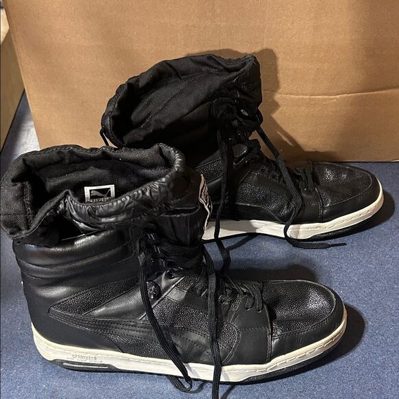 Puma Men's Black and White High-Top Sneakers with snow boot lining - Picture 2 of 6